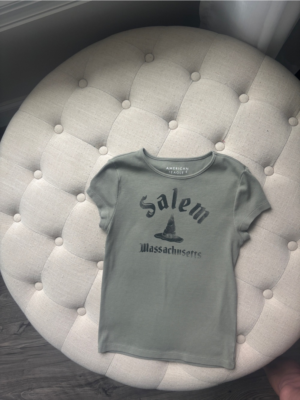 American Eagle Outfitters Olive Green Salem Graphic Short Sleeve Tee - Picture 2 of 5